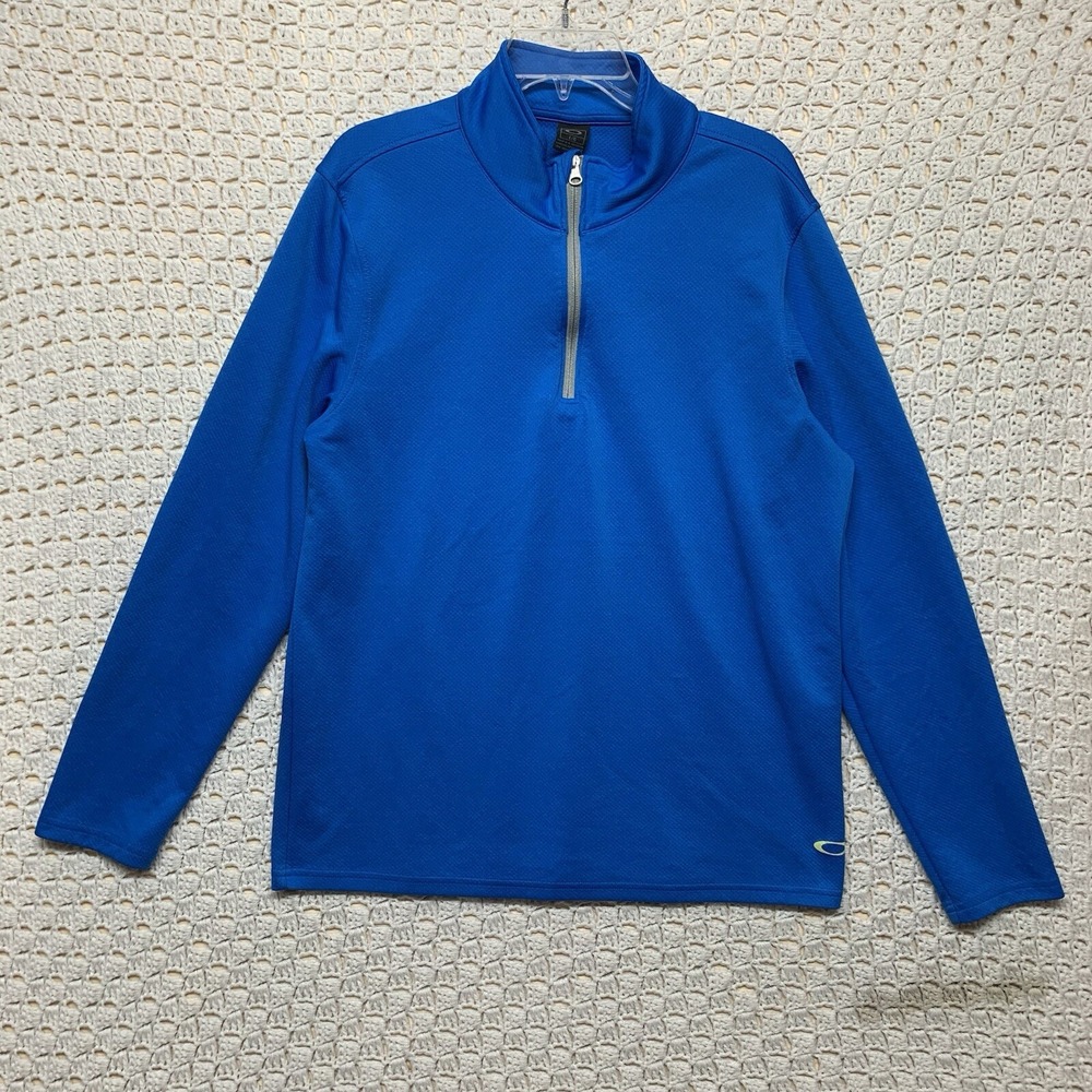 Oakley Golf Pullover Jacket‎ Sweater Mens Size Large 1/4 Zip Blue Lightweight